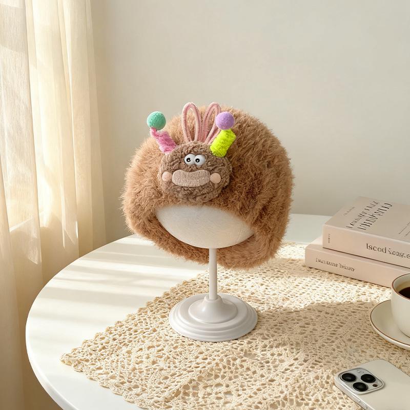 Plüsch Cartoon Strick Baby Mütze mit Ohrenschutz für Jungen & Mädchen