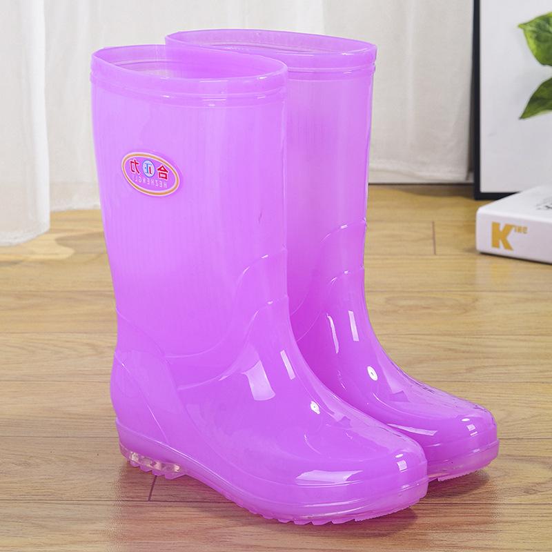 Non-slip short rubber shoes rain shoes women's summer rubber boots jelly waterproof shoes transparent medium tube plastic laundry overshoes