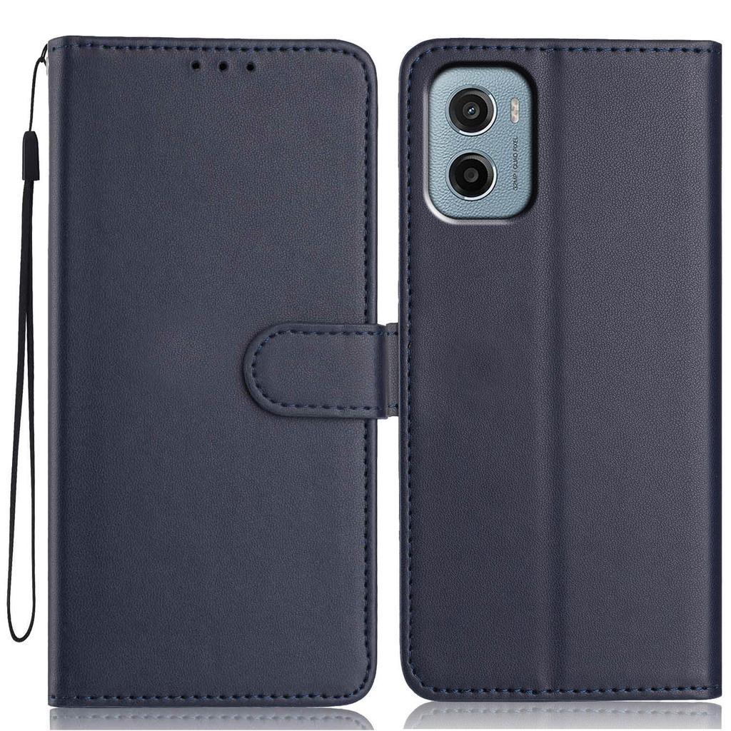 For Motorola Moto G05 4G/E15 4G Wallet Case with Strap/Multiple Card Slots Solid Color Leather Stand Phone Cover