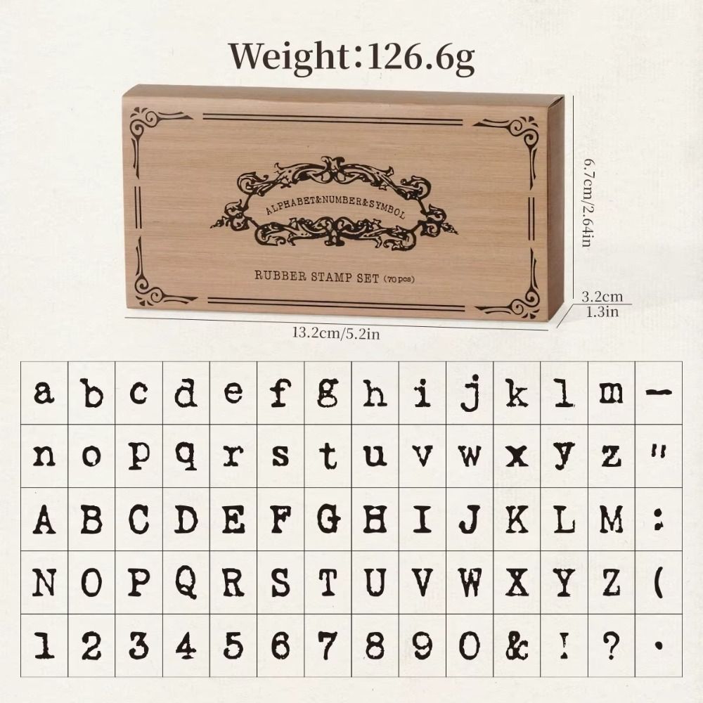 70 Pcs Wooden Handle Wooden Rubber Stamp Set Standard Size Crafting Alphabet Letter Stamp Precise Durable Standard Seal Stamp
