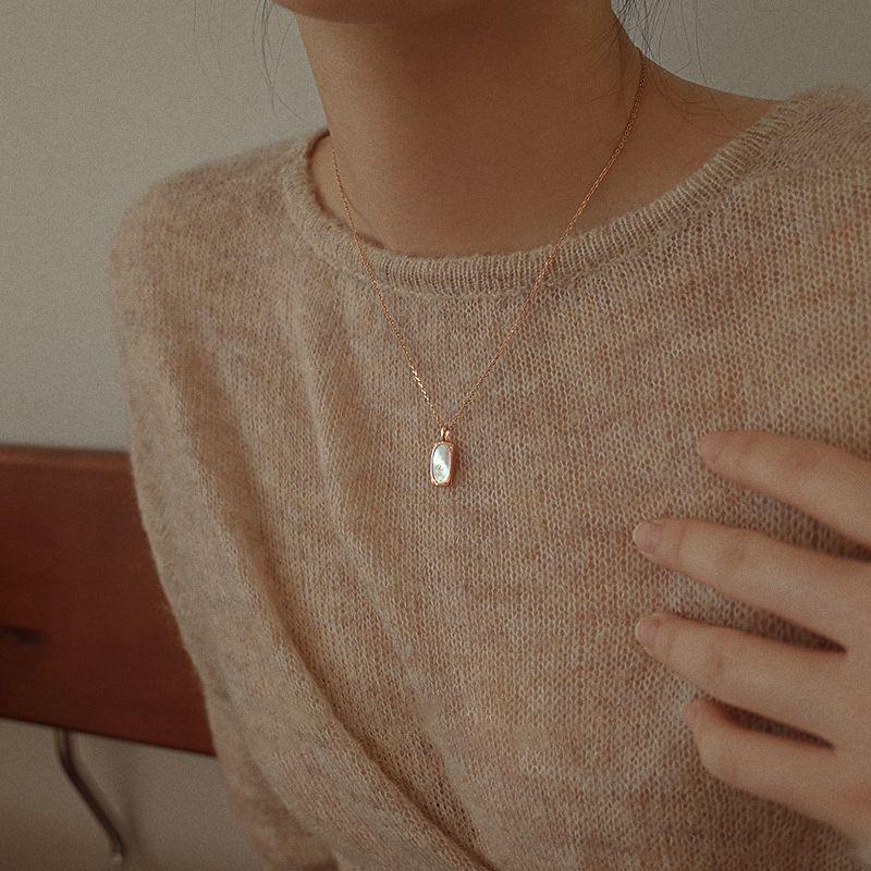 Square shell necklace women s simple sweater chain does not fade collarbone chain new