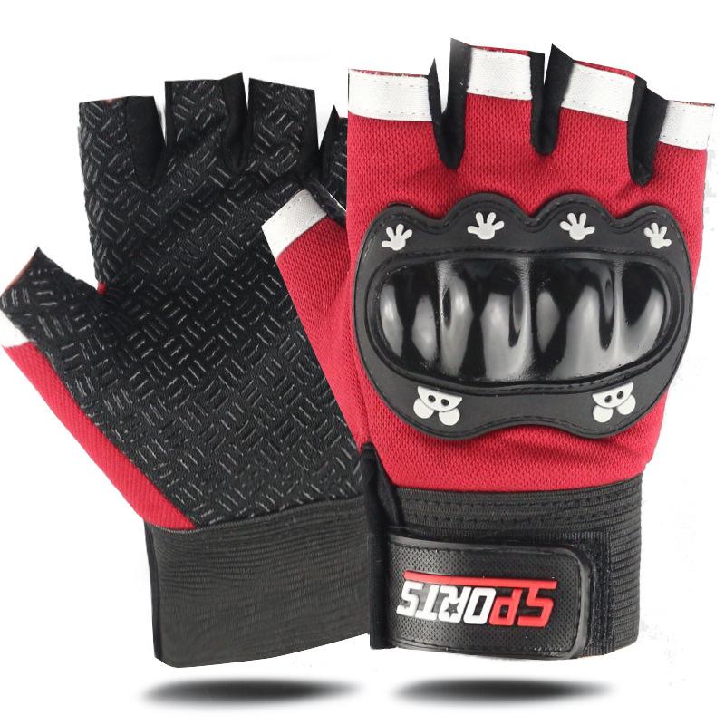 Kids' Tactical Half-Finger Motorcycle Gloves - Hard Shell Sports Cycling (Ages 5-12)