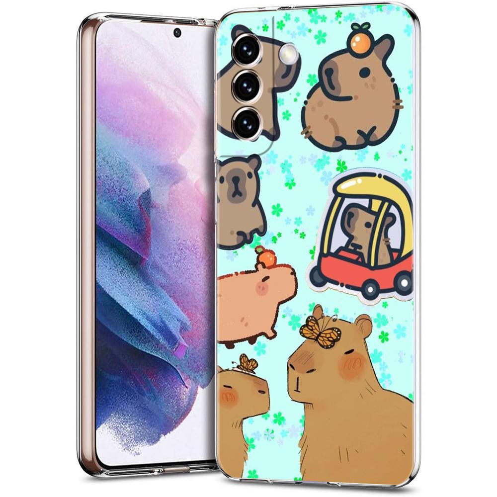 Funny Cartoon Capybara Phone Case For Samsung Galaxy S25 S23 S24 S22 Ultra Plus Transparent Cover For Galaxy S24+ S23+ S25+ S22+