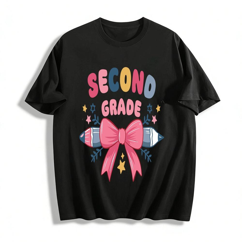 

Cute Second Grade Pencil Bow Print Kids Top Pure cotton T-shirt XXS