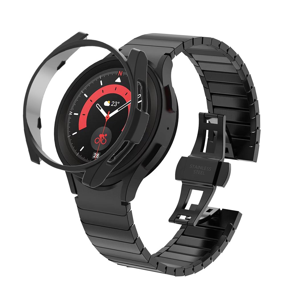 Stainless Steel Band PC Case for Samsung Galaxy Watch 7 6 44mm 40mm Men Metal Strap for Samsung Galaxy Watch 6 Classic 47mm 43mm