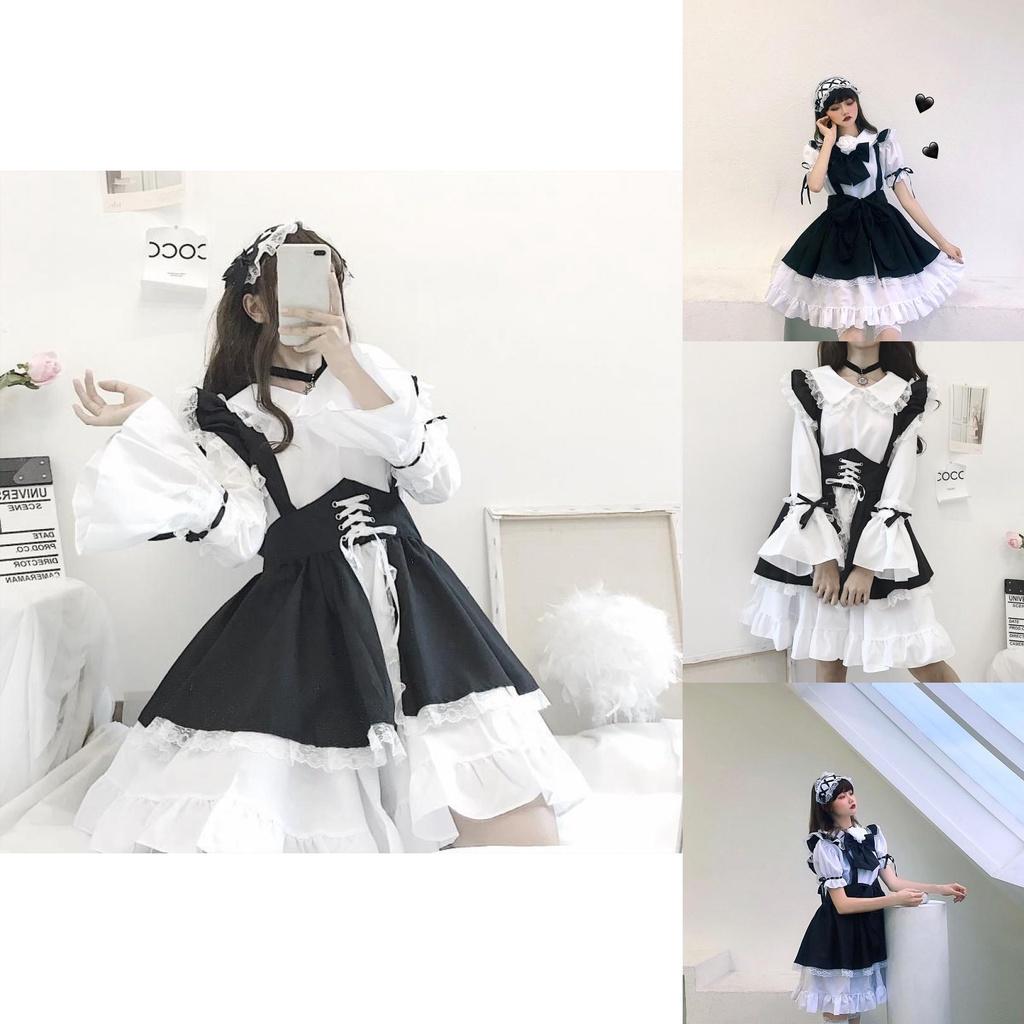 Beautiful Gothic Lolita Dress With Apron And Headdress Perfect For Cosplay Events