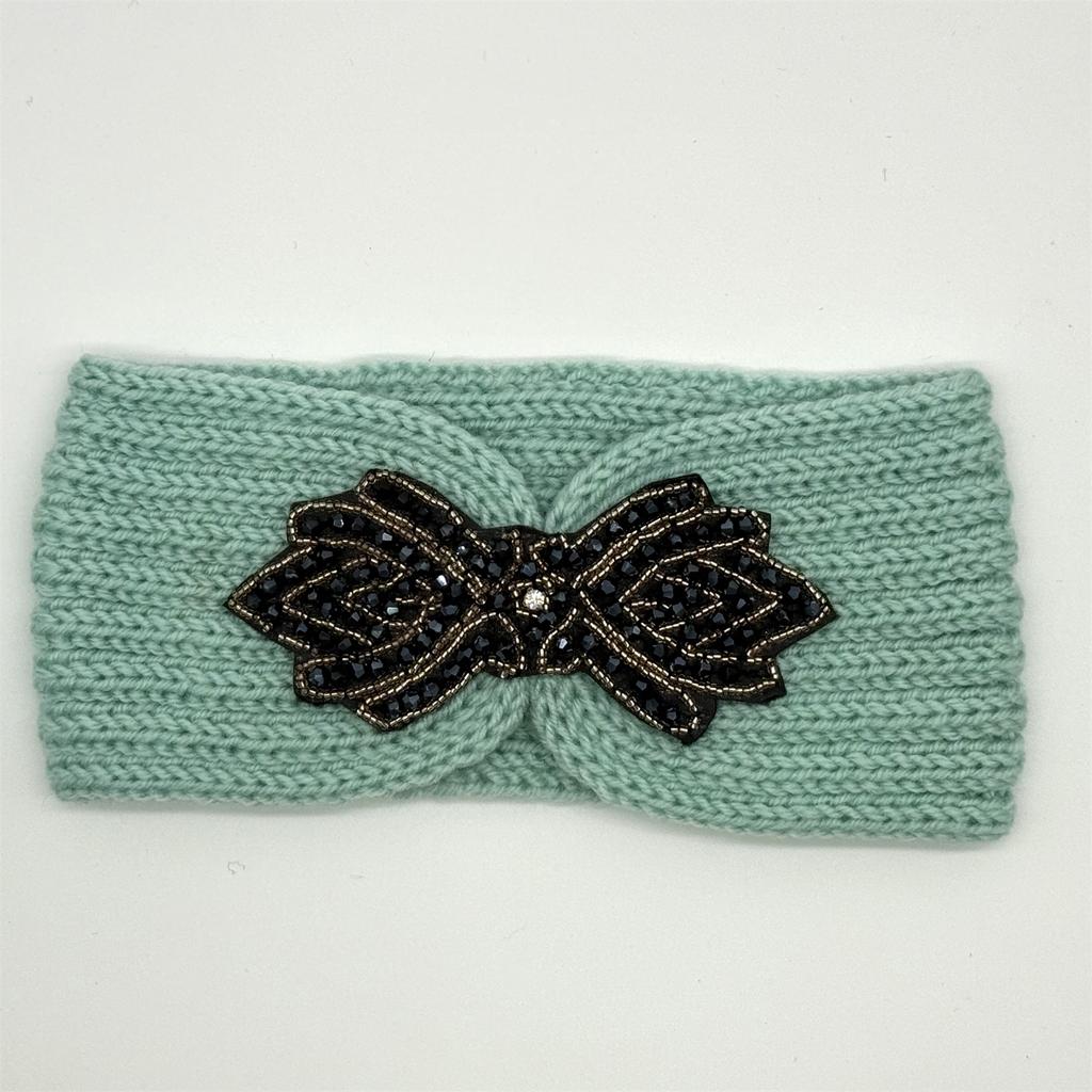 Crystal Beaded Winter Knit Headband Warm Turban Headwrap Hairbands Wool Ear Warmer Headscarf Head Wear Hair Accessories for Women Bandeau Bandanas