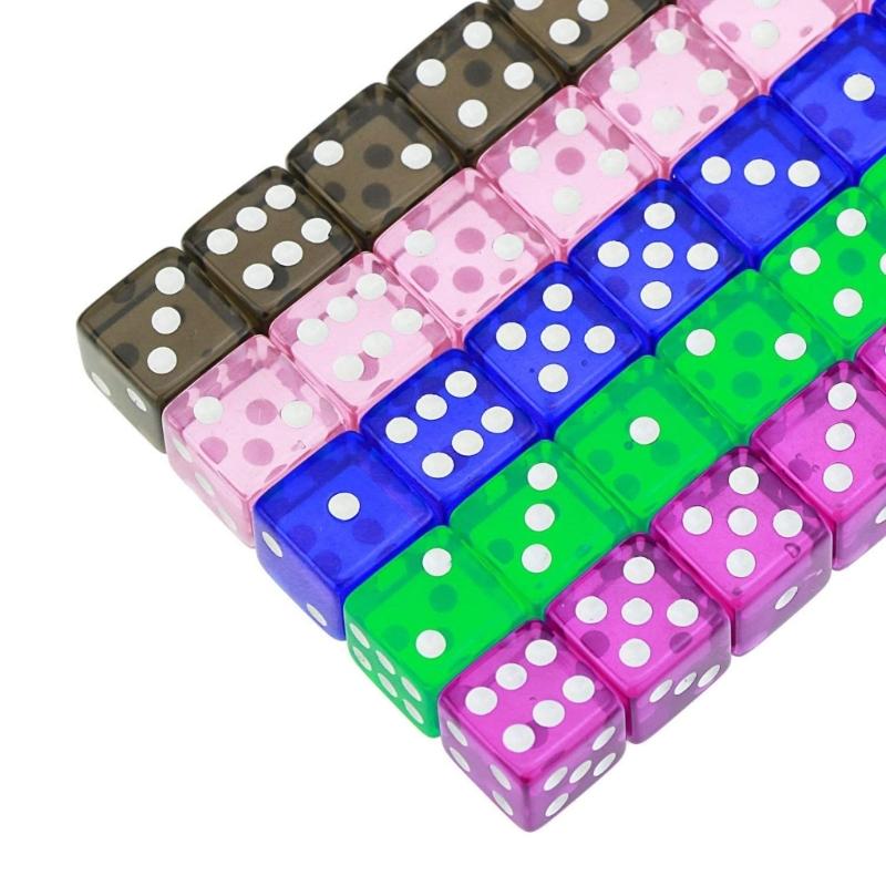 50 Pcs Six Sided Dot Dice 16mm Colored Dice with Drawstring Bag Learning Resource Game Dice for Dice Game Math Teaching
