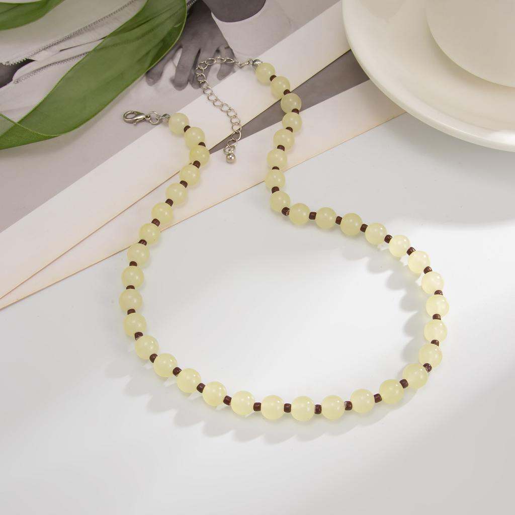 Fashion Creative Transparent Glass Beads Choker Necklaces for Women Retro Bohemian Clavicle Chain Necklace Summer Daily Party Jewelry
