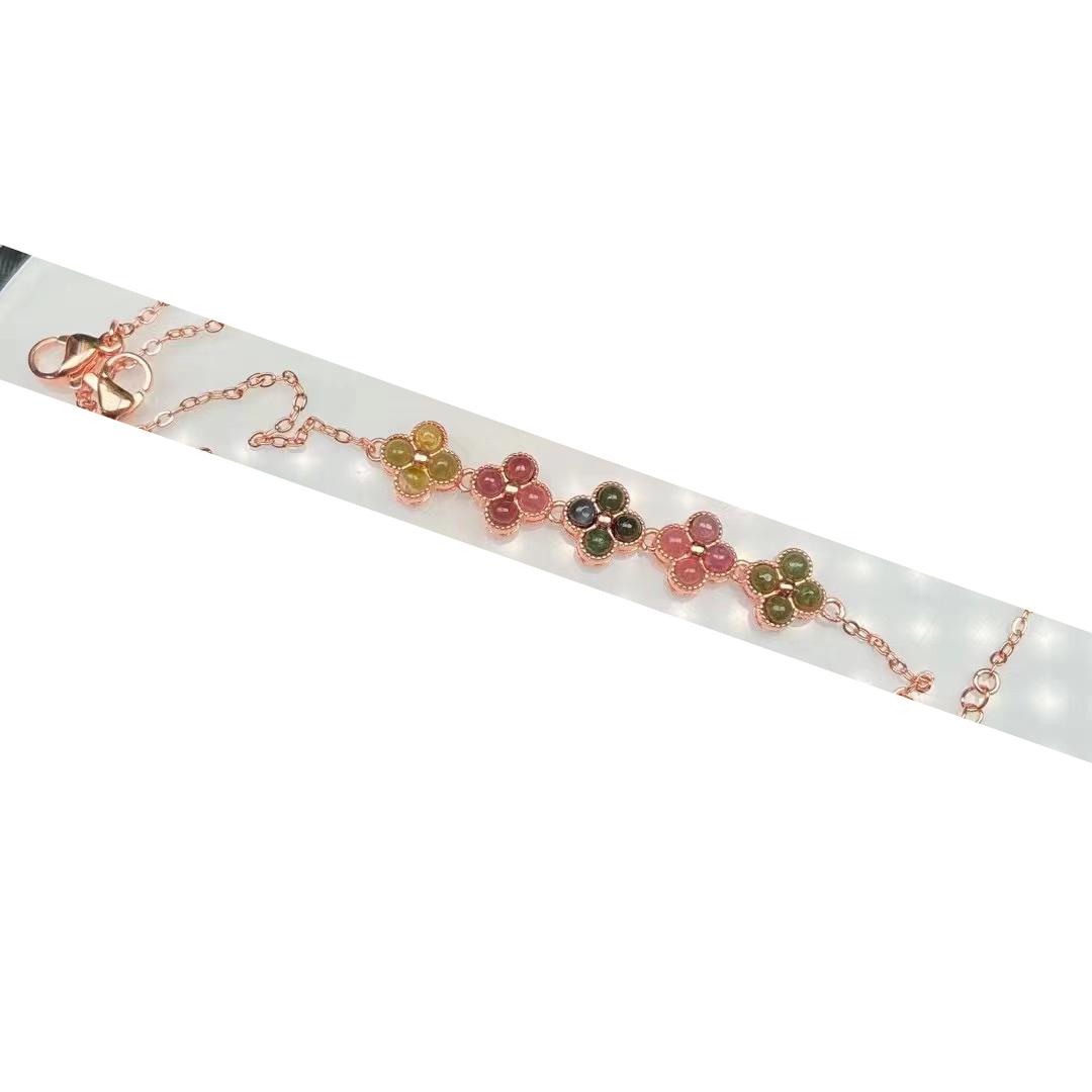 

Высококачественный роскошный браслет с четырьмя листочками клевера из розового золота, роскошный браслет конфетного цвета, модные ювелирные изделия для женщин