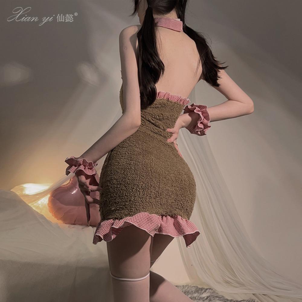 Xianyi Sexy Lingerie Cute Maid Two-dimensional Bear Uniform Pure Desire Backless Sexy Hip Skirt Set 577