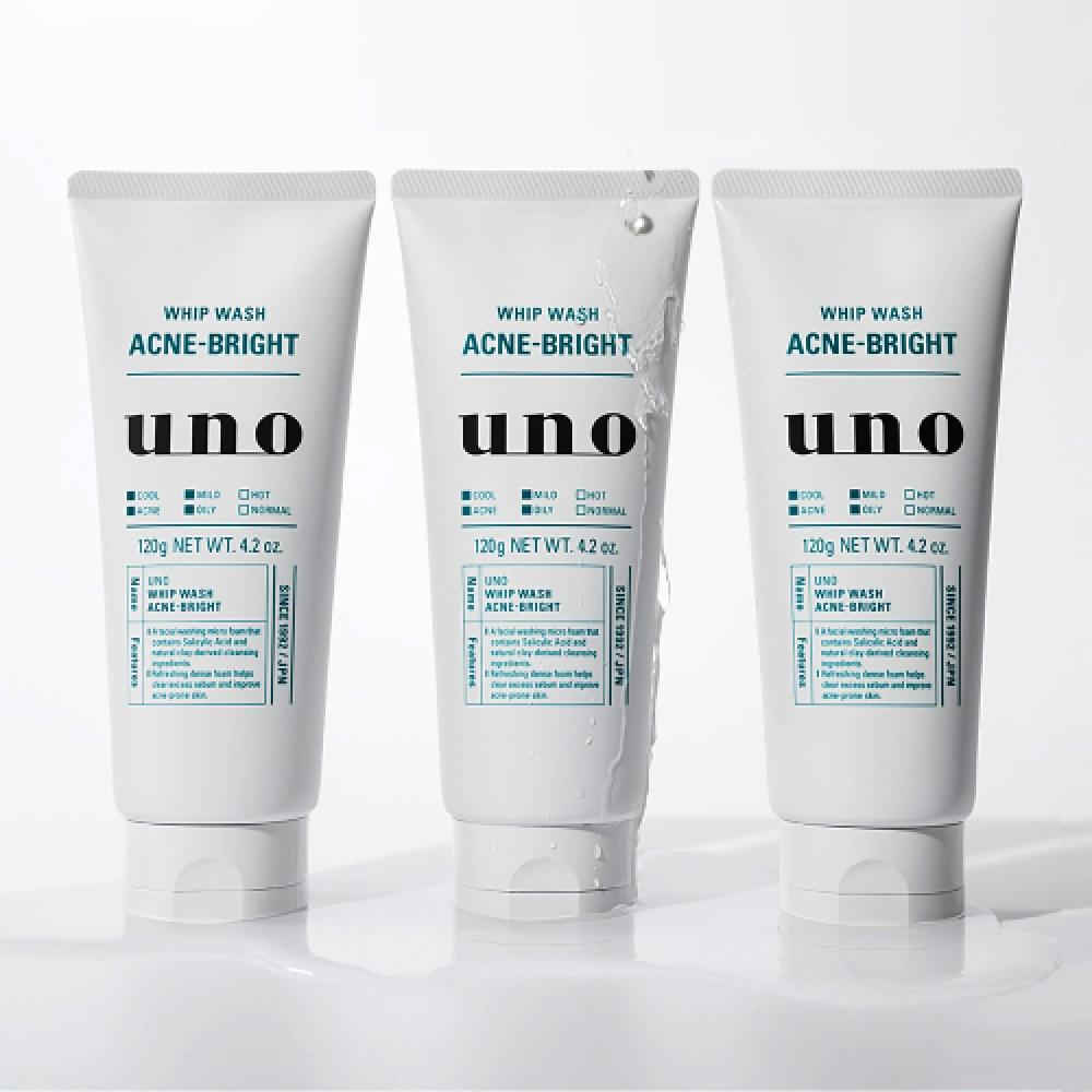 Uno Acne Bright Whip Wash 130г 3 шт. FREE