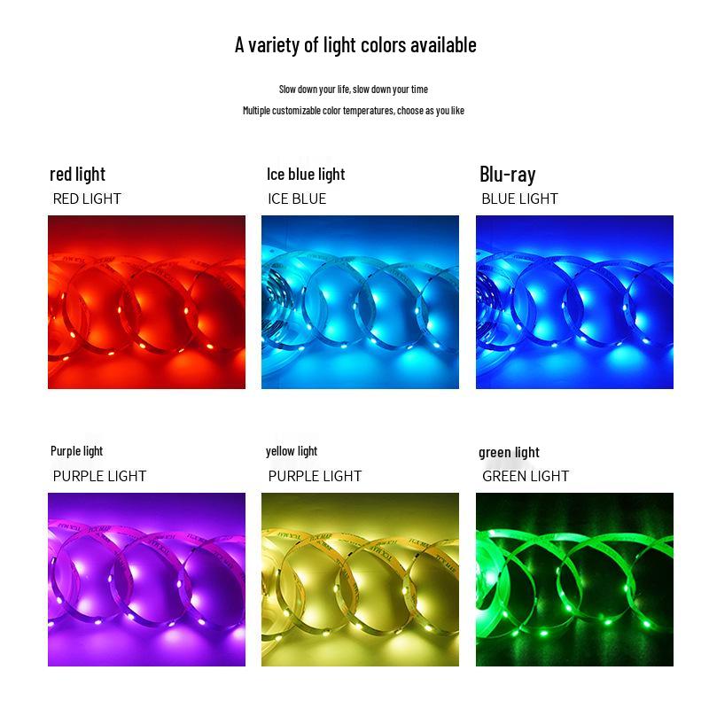 5050 LED Light Strip, 30 LEDs/m, Colorful Chasing, 5V Remote Control, Audio Reactive, Decorative, Cuttable