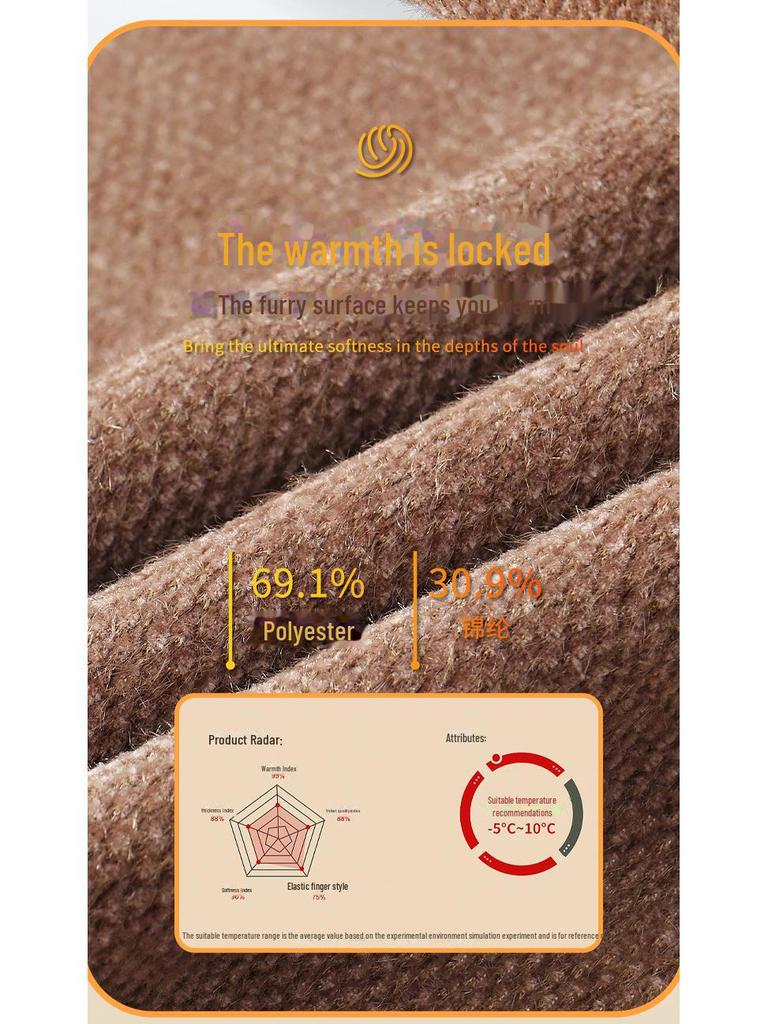 Men's Chenille Embroidered Thick Plush Half-Turtleneck Fleece Sweater