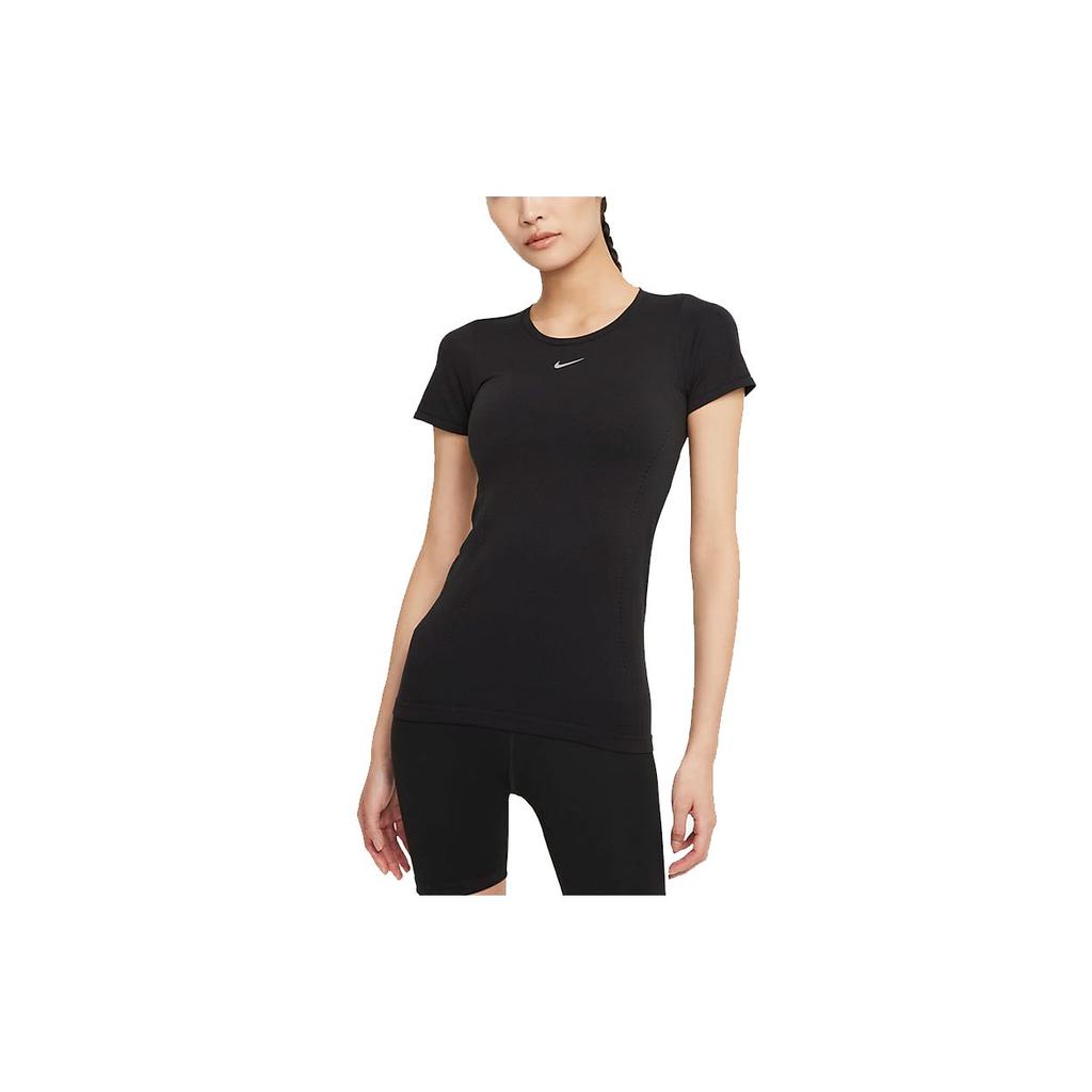 Nike Dri-Fit Adv Aura Slim-Fit Breathable Casual Short-Sleeve T-Shirt Women Tops Black DD0589-010
