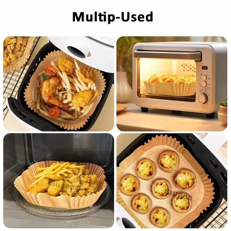 Air Fryer Paper Disposable Airfrying Baking Paper Round Square Air Fryer Liners Non-Stick Air Fryer Disposable Paper 50/100/200pcs