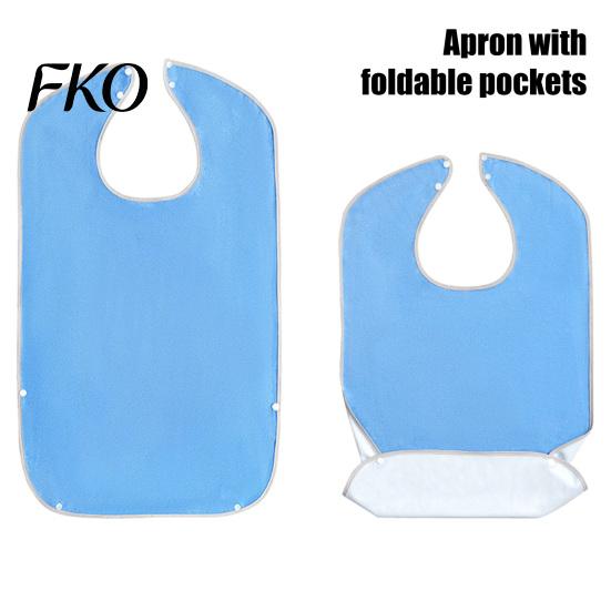 Adult Bibs with Snap Buttons Large Bib, Solid Color Waterproof Clothing Protector, Deep Crumb for Elderly Catcher Design, Adjustable Closure