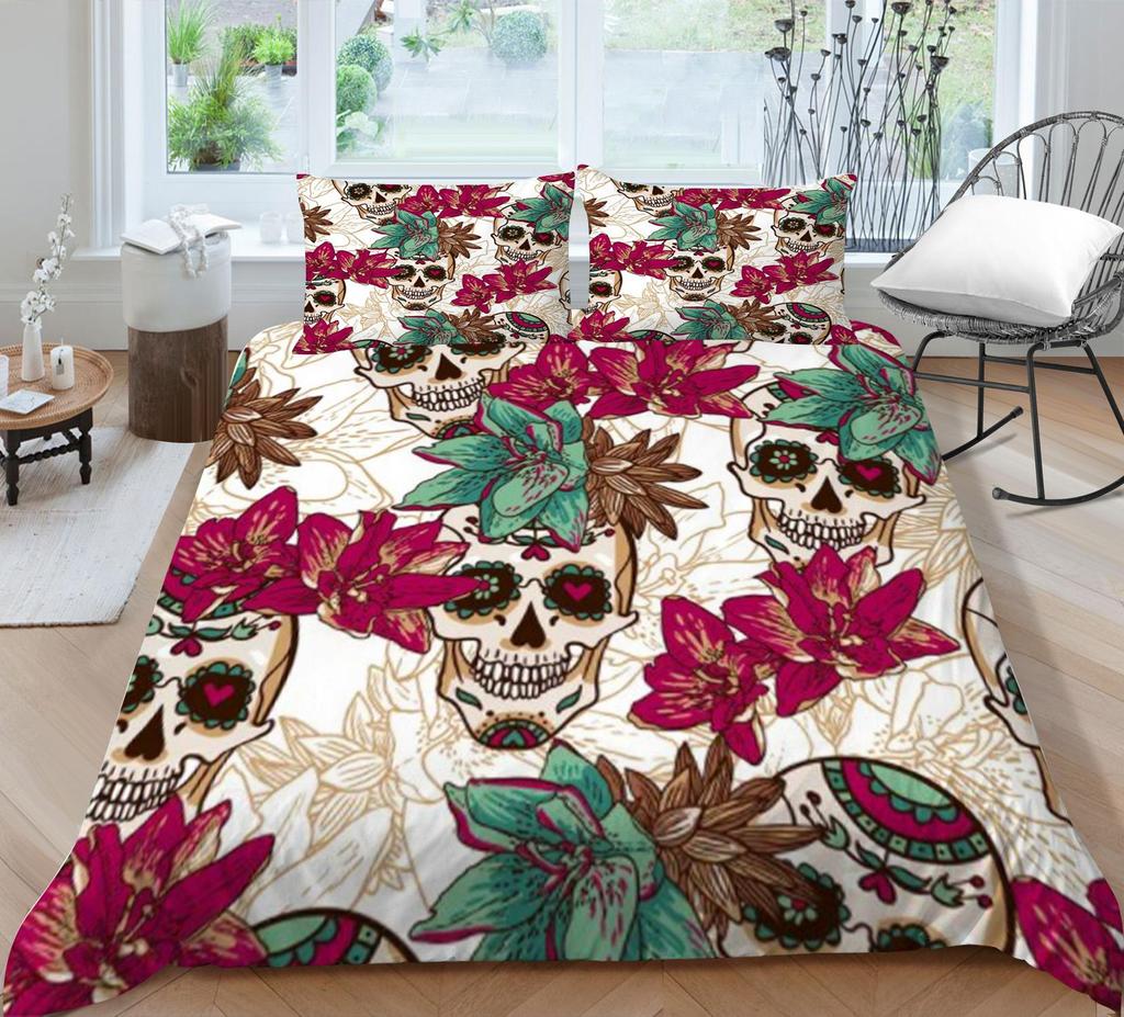 Bedding Suit 3D Skull Print Bed Cover Home Bedclothes  Fashionable Duvet Cover Sets Polyester Single Double King Size