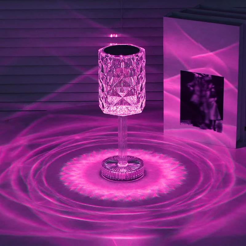Portable Crystal LED Table Lamp 3 Color Touch Control Rechargeable Lamp, Night Light, Bedside Lamp,Dining Room Lamp (16-Color)