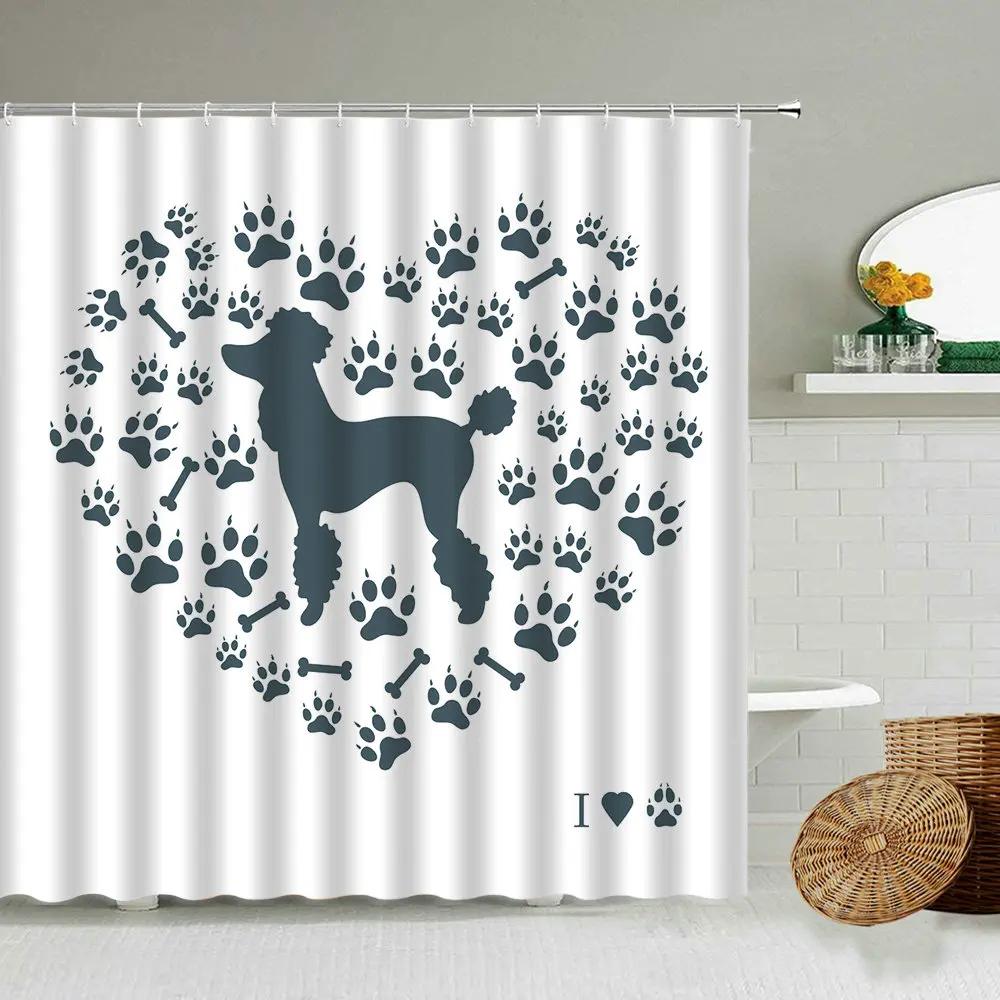 Cartoon Handbemalter Tier Duschvorhang, Katze, Vogel, Kaninchen, Pflanze, Blume, Kinder Badezimmer Dekor mit Haken, Hängender Sichtschutz