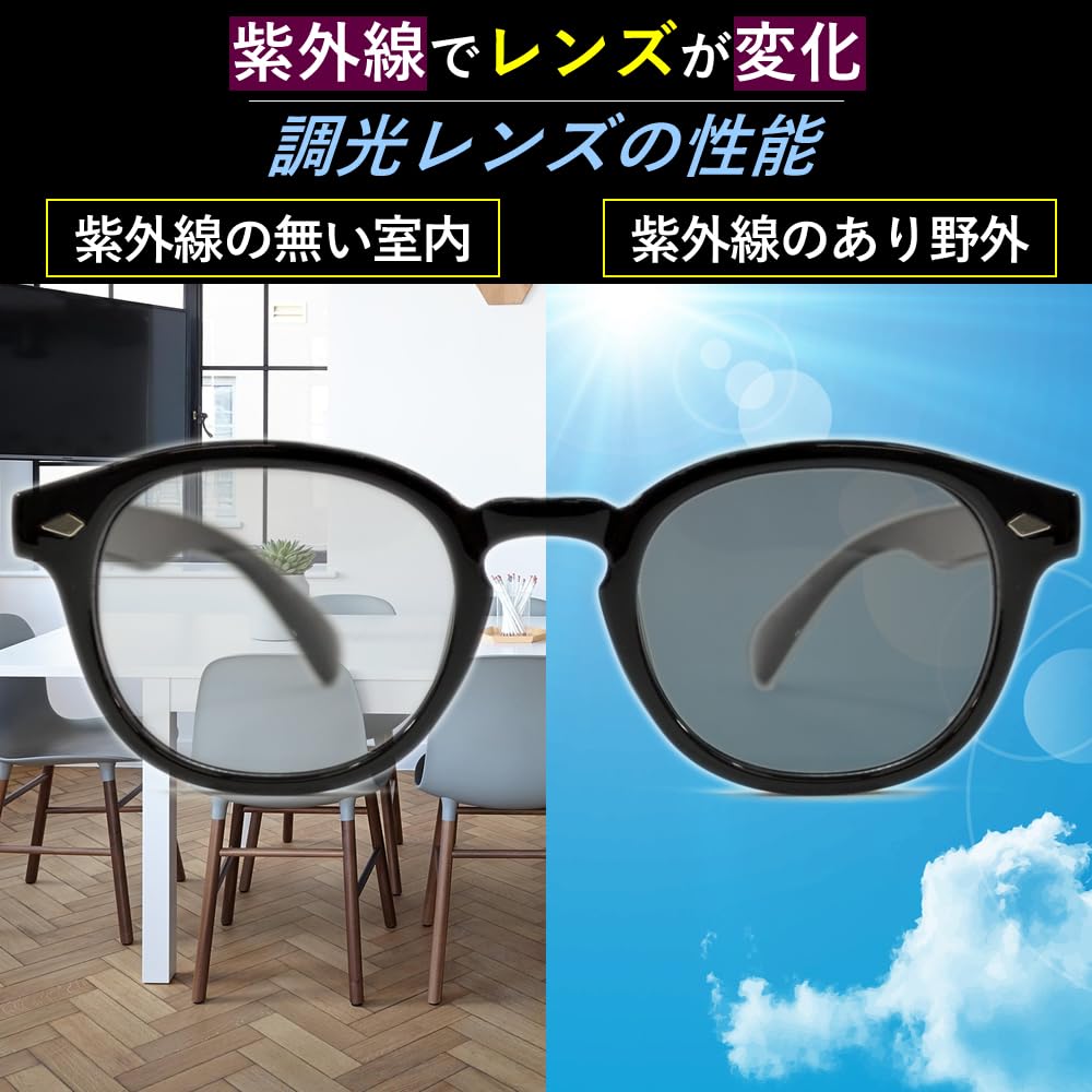 [MERRY PLEASURE] Photochromic Sunglasses, Polarized Sunglasses, Fishing, Sports, Driving, Fashion Glasses, Men's & Women's, Boston Style, Round,