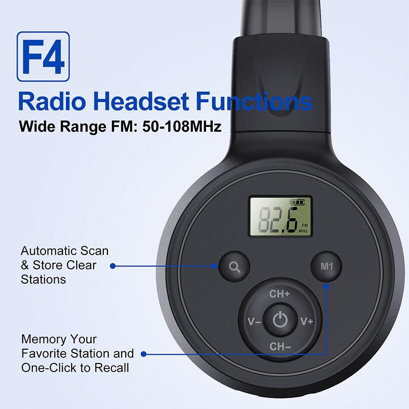 2022 New Head-Mounted Rechargeable FM Radio Earphones with Station Storage