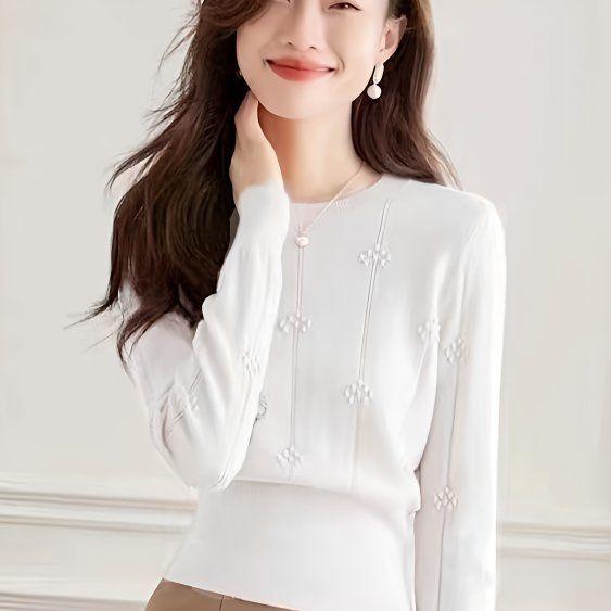 

Пряжа Core Spun Корейский Элегантный Свитер Женский Зимний Подчеркивающий Талию Внутренний Слой Вязаный Базовый Топ One Size