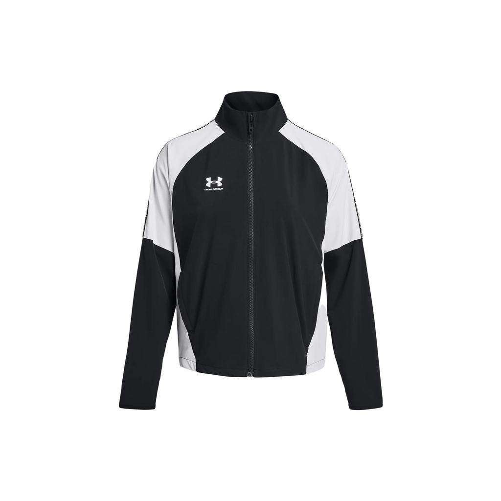 Under Armour Zip Straight Casual Long Sleeve Retro Sports Stand Collar Jacket Women jackets Black 1379447-001