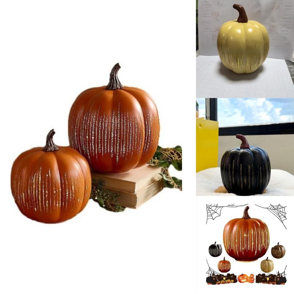 Halloween Led Light Starry Night Pumpkin Resin Decor With Creative Design For Party And Home Atmosphere