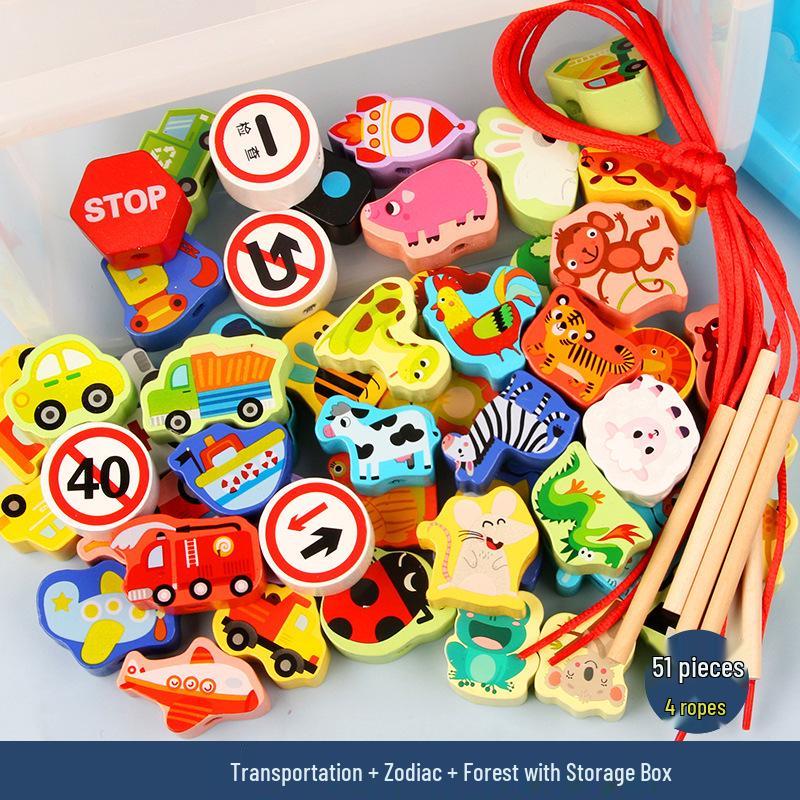 Wooden Bead Stringing Toy for Children's Educational Development