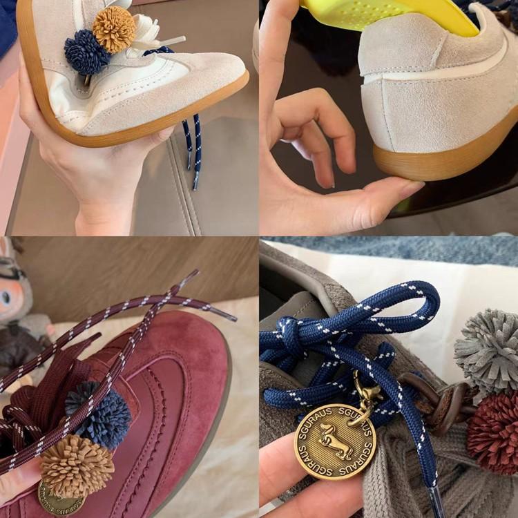 Cowhide version~ Super fire leather contrasting shoelaces German training shoes women's autumn new inner height increase casual shoes sports Forr