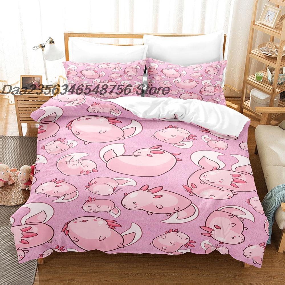Comforter New Animal Axolotl Bedding Set Single Twin Full Queen King Size Bed Set Aldult Kid Bedroom Duvet Sets Cartoon Bed