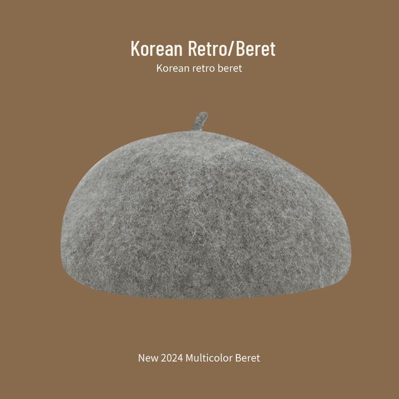 Korean Style Women's Wool Knit Beret – Warm Retro Octagonal Hat