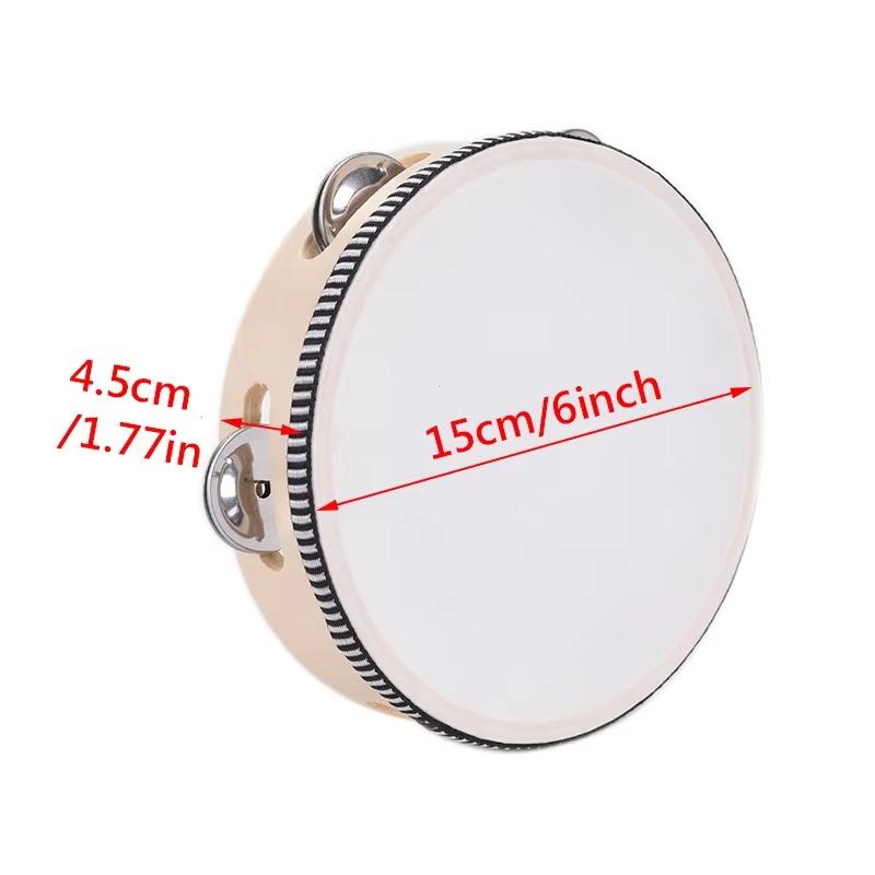 Tambourines 4/6/7/8/10 Inch Wooden Hand Held Drum Bell Tamborine Metal Jingles Single Row Percussion Musical Instruments