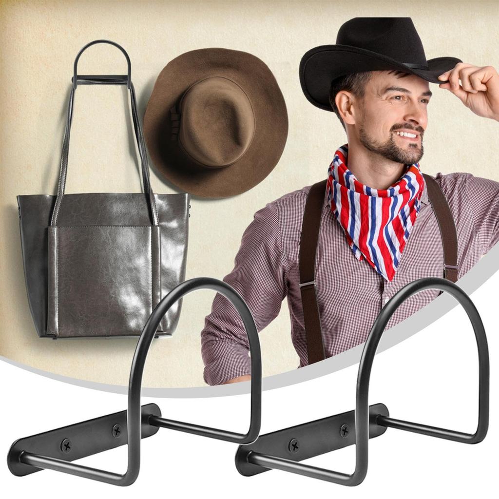 4Pcs Cowboy Hat Wide Brim Cap Holder Organizer Wall Mounted Iron Display Rack