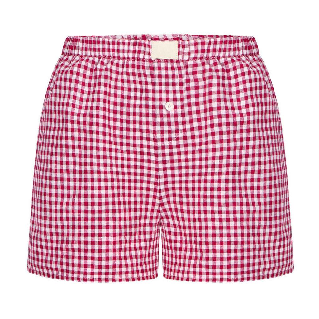 Women's Retro Plaid High-Waisted Wide-Leg Casual Shorts