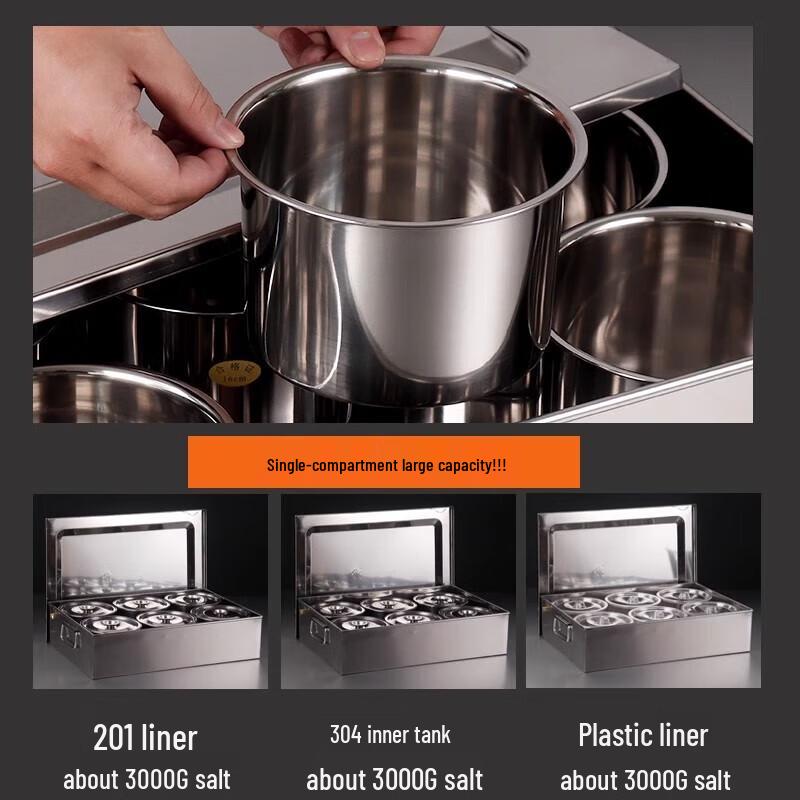 JingQingFu Commercial Stainless Steel Seasoning Box Set