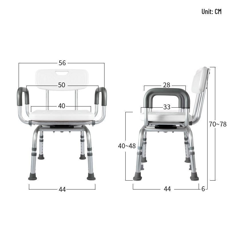 Verstellbarer Drehbarer Duschstuhl mit Hochklappbaren Armlehnen für Ältere, Erwachsene & Schwangere