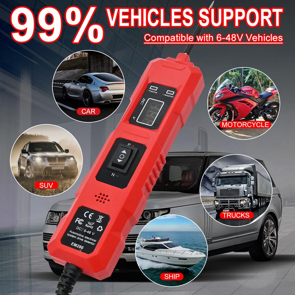 Sonda de Potência Digital Automotiva 6-48V Testador Elétrico de Circuito Dispositivo Sistema