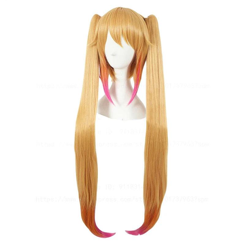Tohru Cosplay Wig Kobayashi Dragon Maid Long Golden Pink Ombre Heat Resistant Synthetic Hair Anime Wigs + Wig Cap