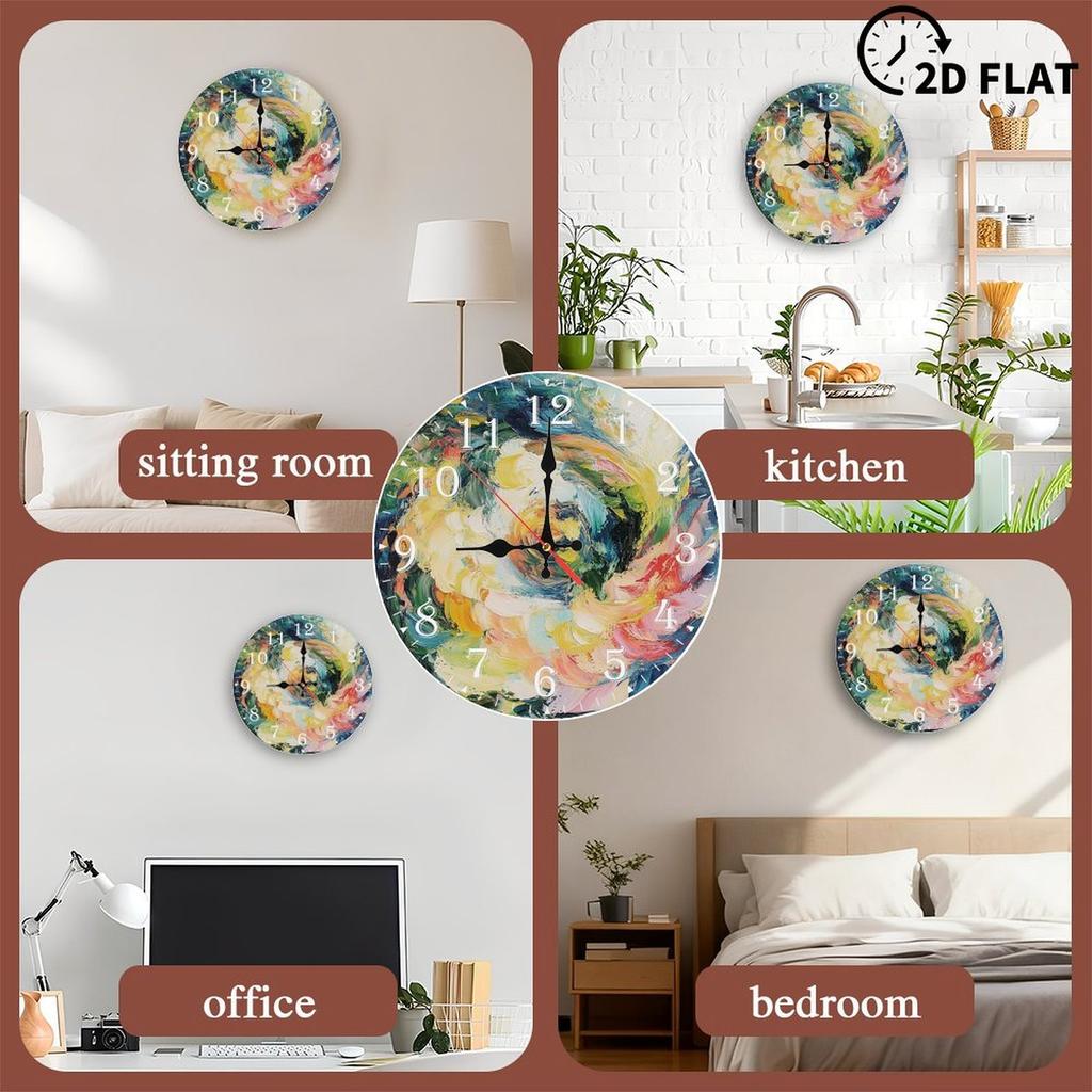 Silent Non-Ticking 25cm Round Wood Wall Clock for Bedroom and Library