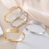 Sweet Cool Rhinestone Inlaid Titanium Steel Hollow Bracelet
