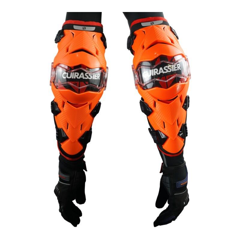 Motorcycle Knee Pads Leg Guards Protective Gear Off-Road Riding Cycling Safety Armor Set E09-2 Vibrant Orange