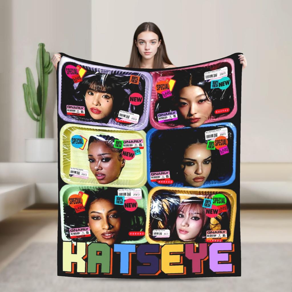 Manon Katseye Kpop Blanket Fleece All Season Portable Soft Throw Blankets for Home Bedroom Bedspread