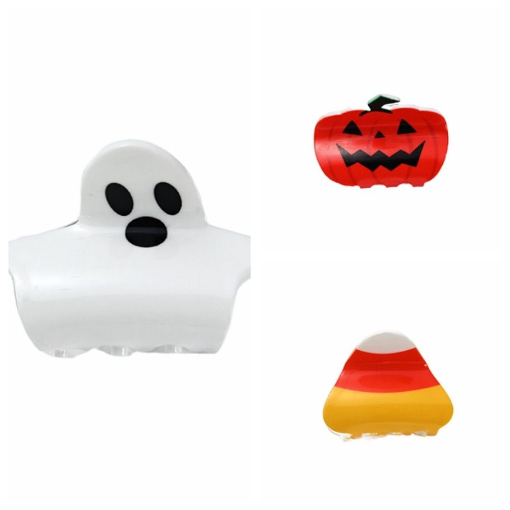 Acrylic Ghost Claw Clip Halloween Pumpkin Crab Clip Funny Pumpkin Hair Claw  Female/Girls