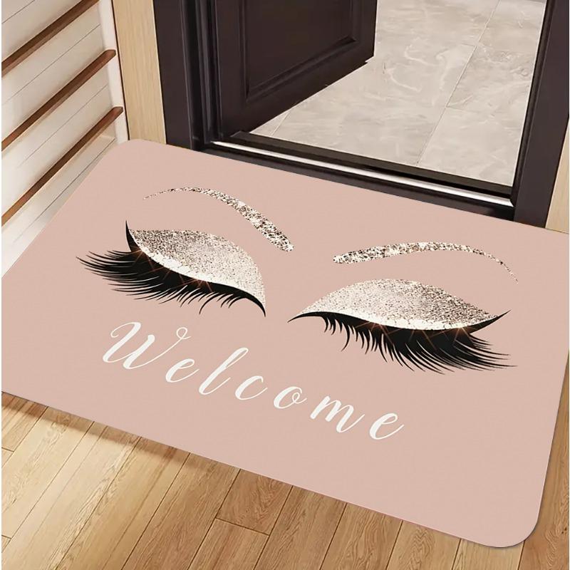 Eyelashes Print Living Room Bathroom Floor Mat Polyester Home Carpet Non Slip Entryway Rug Bedroom Kitchen Doormat