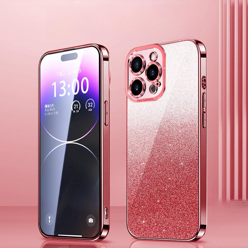 Підходить для iPhone16Pro Градієнтний Блискучий Чохол для Телефону Apple 15 Гальванізовані Ангельські Очі 14 Повністю Охоплюючий Захисний Чохол з ТПУ