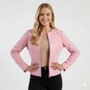 Women's Pink  Slim Fit Handmade Stylish Genuine Soft Biker Lambskin Leather Jacket