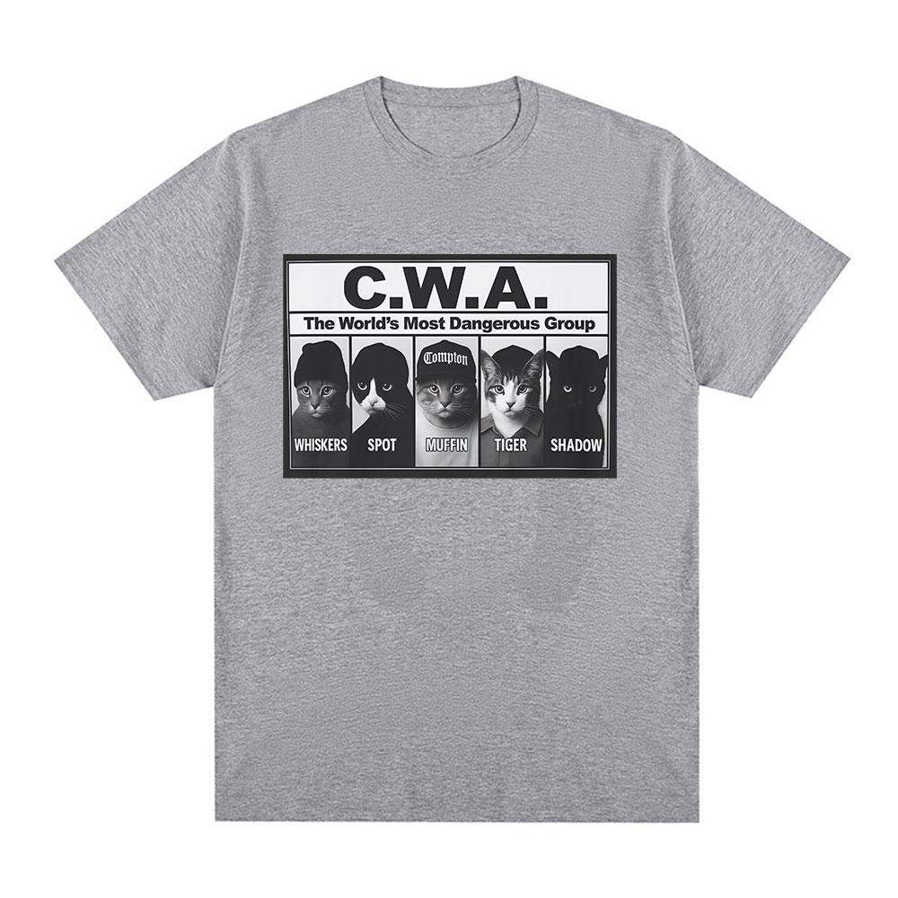 

Vintage CWA The Worlds Most Dangerous Group Funny Cat Meme Graphic T Shirts Fashion Short Sleeve T-shirt Casual Cotton T-shirts S