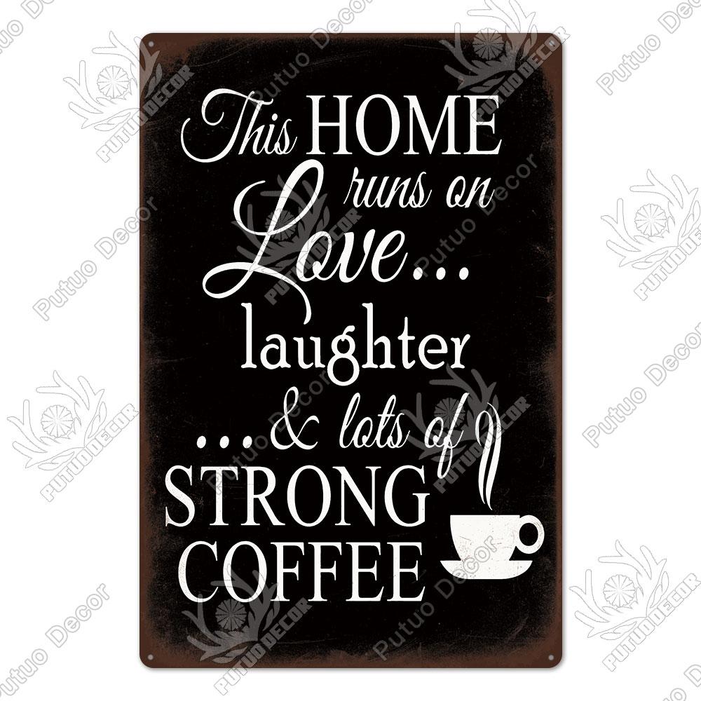 Putuo Decor Coffee Vintage Tin Metal Sign Decorative Plaque Retro Plate Cafe Kitchen Man Cave Coffee Bar Club Wall Decoration